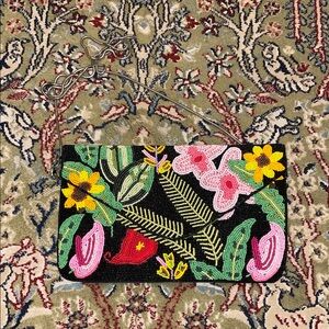 Floral Beaded Clutch with Chain Strap